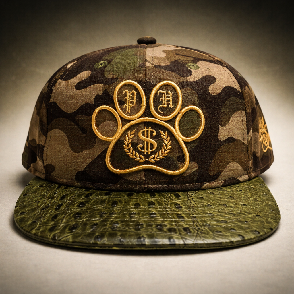 Paperhound Paw Print Strapback Hat - (Camo / Gold)