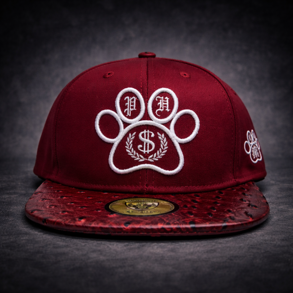 Paperhound Paw Print Snapback hat - (Burgundy / White)