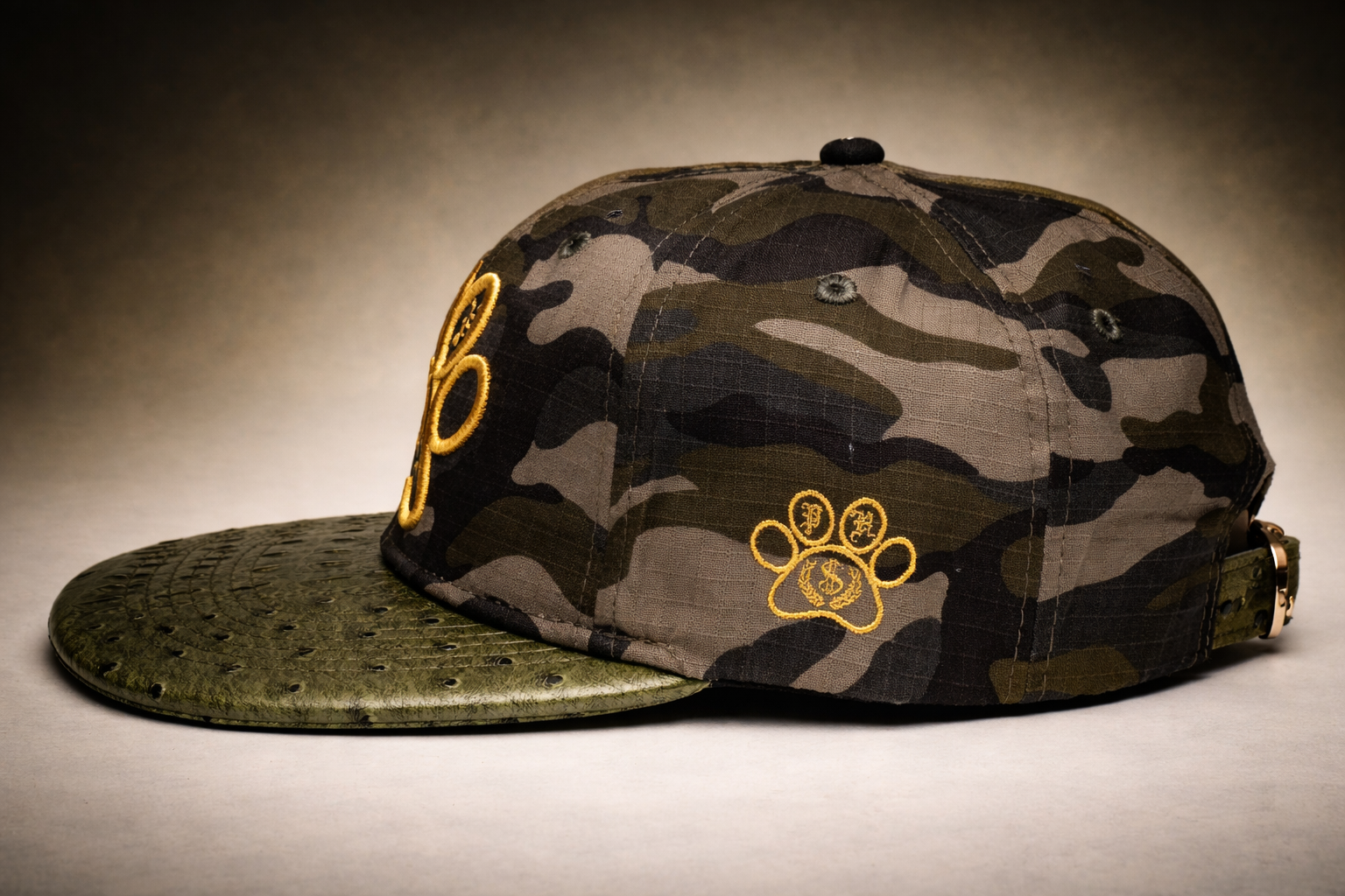 Paperhound Paw Print Strapback Hat - (Camo / Gold)