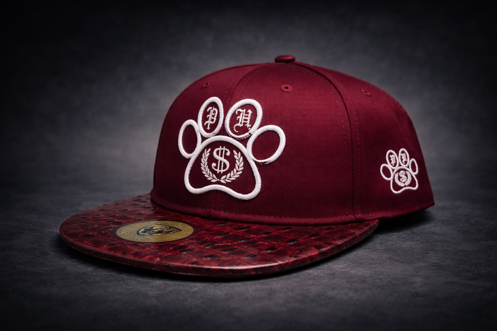 Paperhound Paw Print Snapback hat - (Burgundy / White)